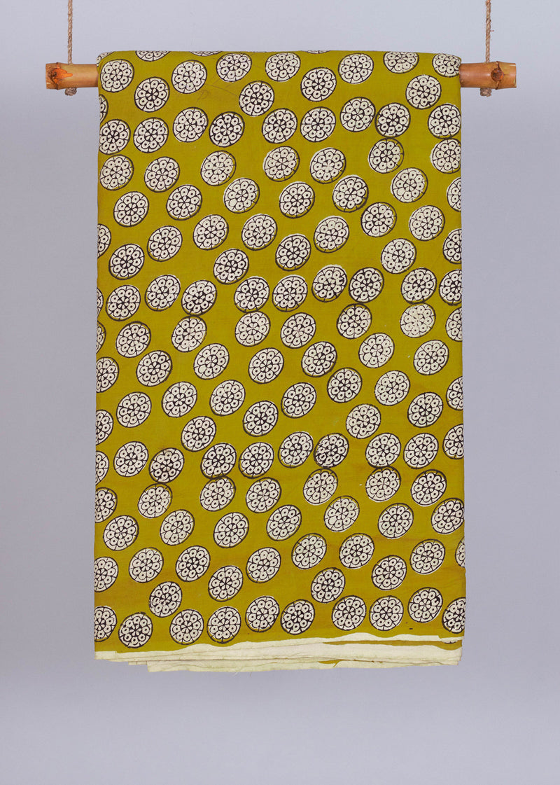 Citron Mustard Cotton Hand Block Printed Fabric (1.60 Meter)