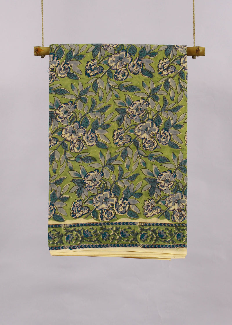 Meadows & Lores Hand Block Printed Cotton Fabric (4.00 Meter)