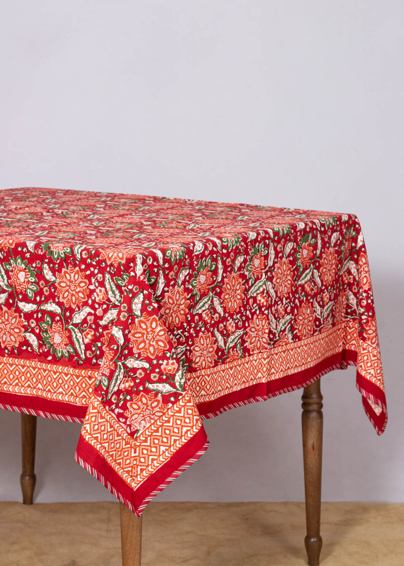 Bloom Ablazed Hand Block Printed Table Cover