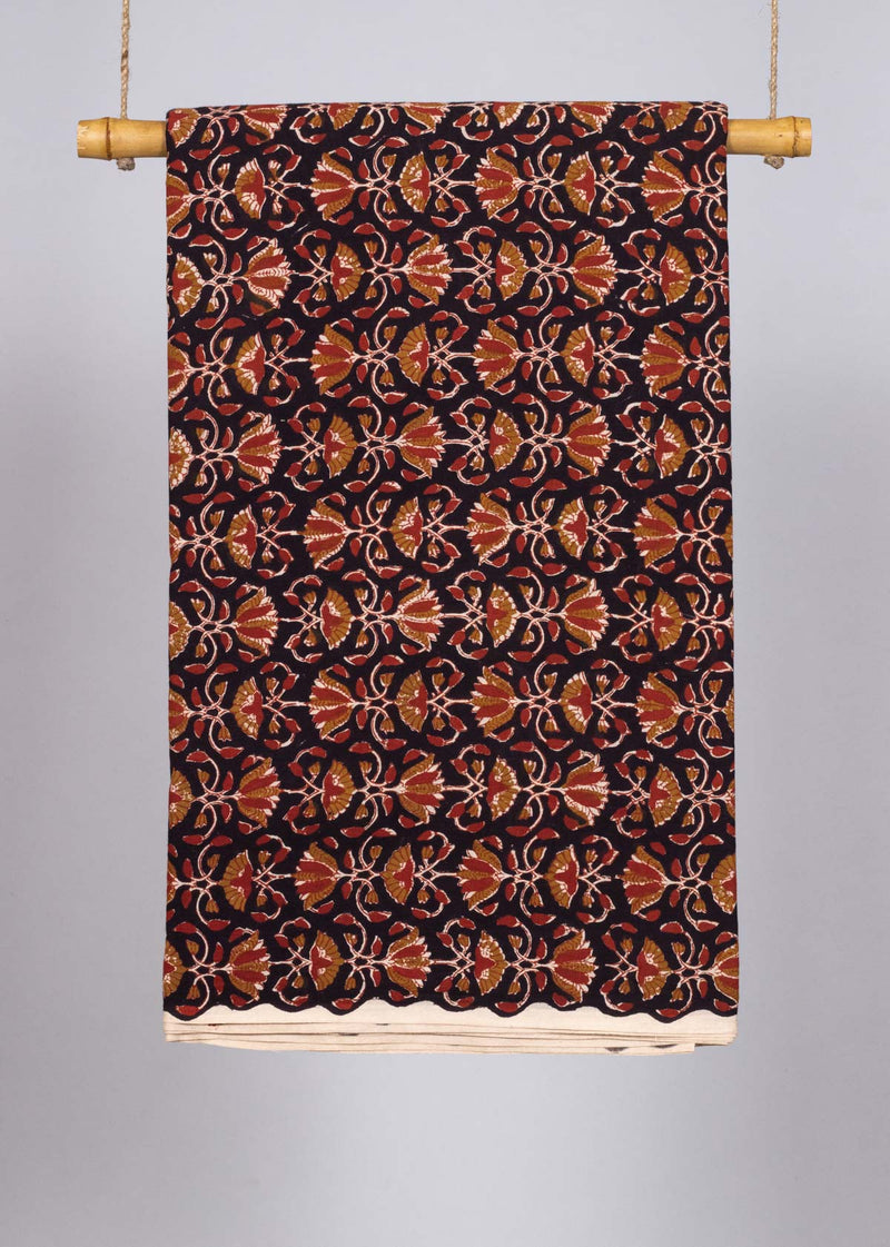 Revelation Black Mulmul  Hand Block Printed Fabric (2.30 Meter)