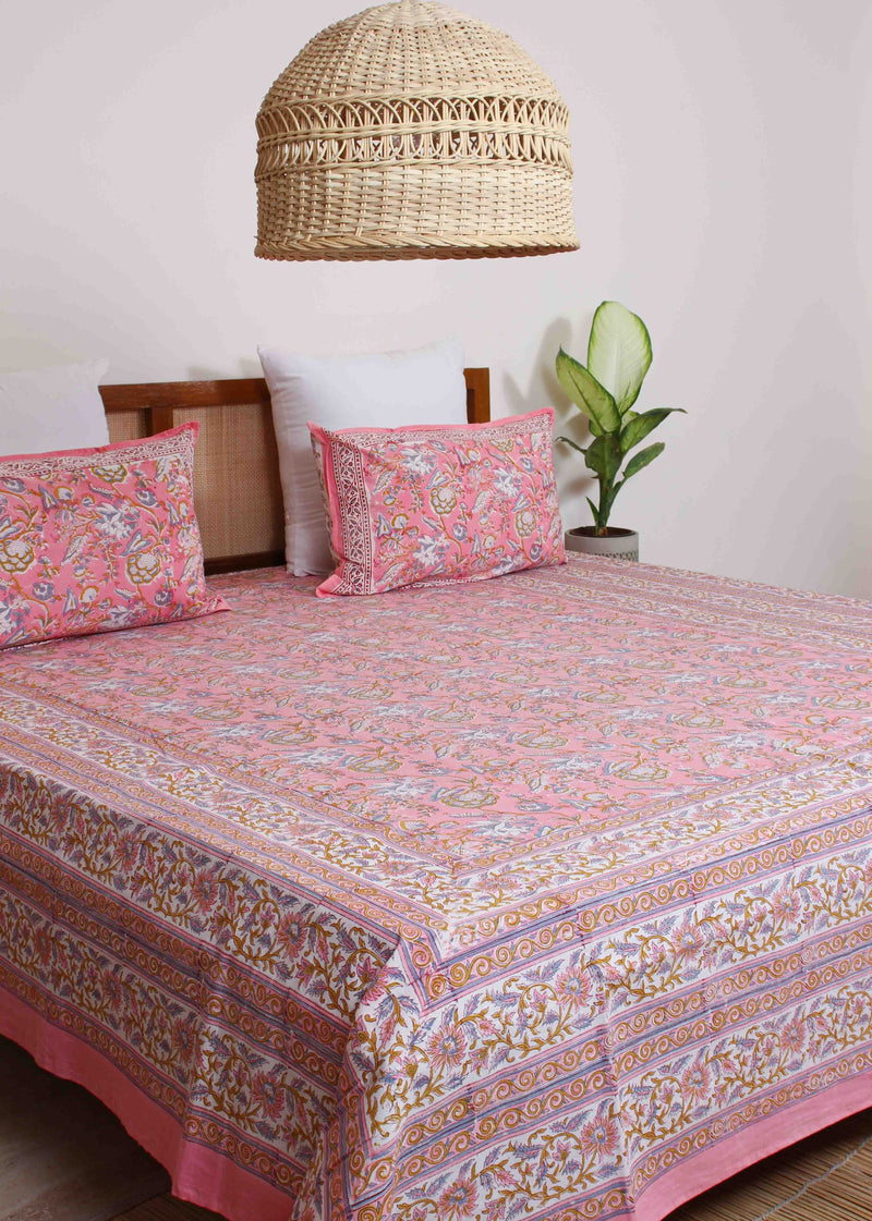 Calico Peaches Cotton Hand Block Printed Bed Linens