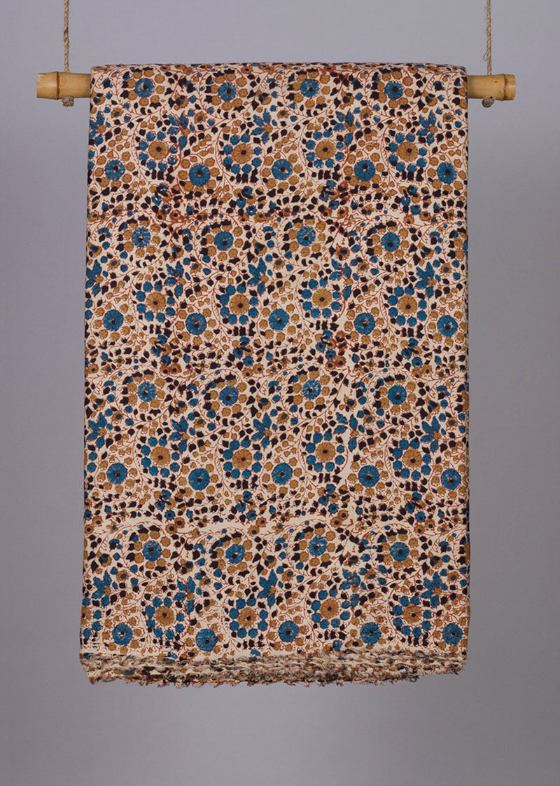 Jam Satin Celestial Shrubs  Hand Block Printed Fabric (1.80 Meter)