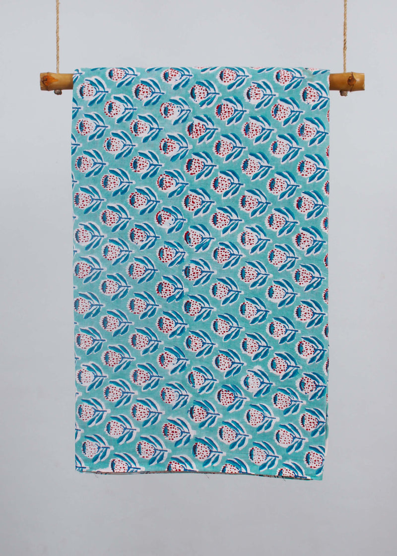 Skyline Secrets Cotton Mulmul Hand Block Printed Fabric (3.00 Meter)