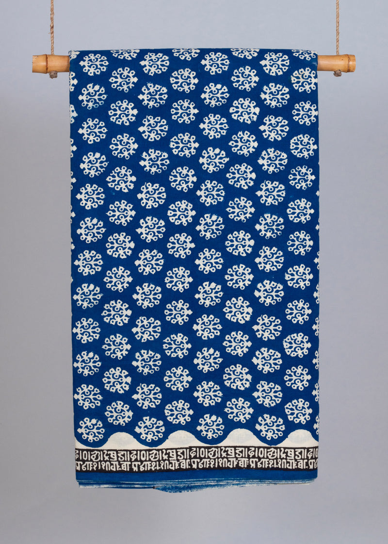 Desert Hymns Blue Cotton Hand Block Printed Fabric (2.00 Meter)