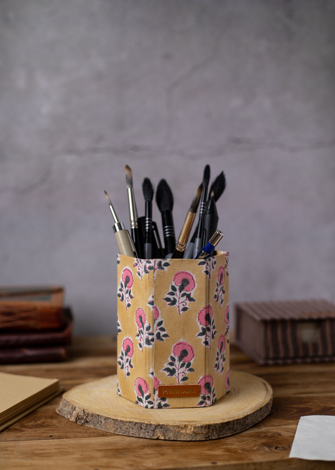 Slow Rush Hand Block Print Pen Stand