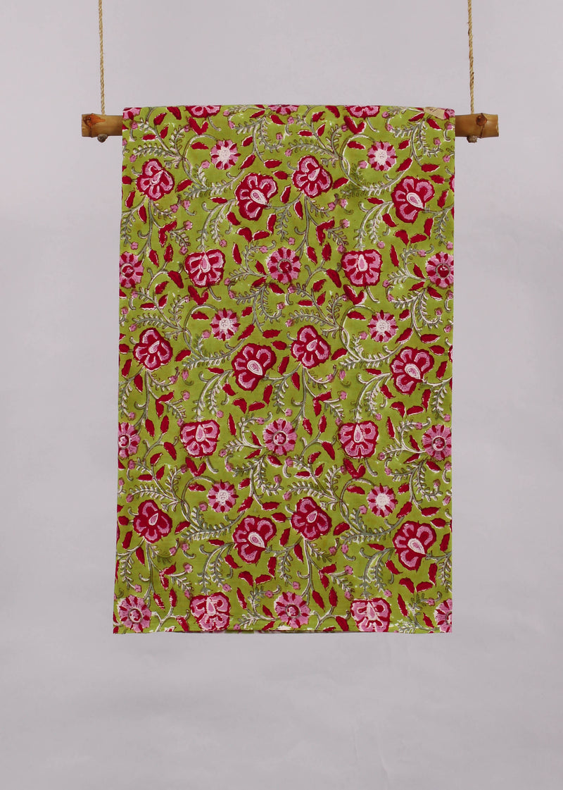 Neverland Cherries Cotton Hand Block Printed Fabric