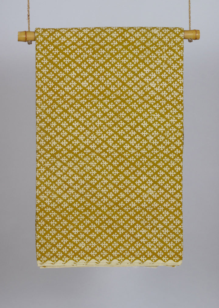 Willow Mustard Cotton Hand Block Printed Fabric