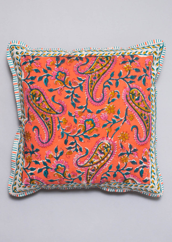 A Paisley Paradise Hand Block Printed Cushion Cover