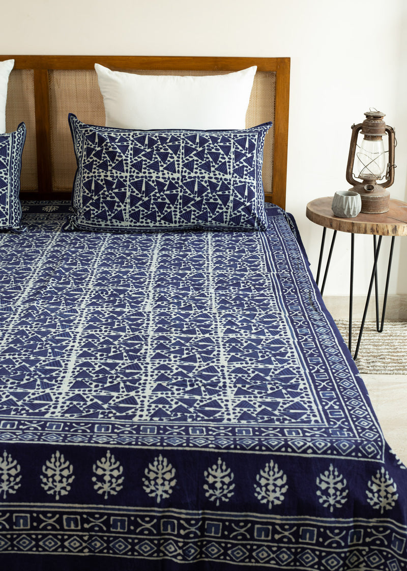 "Lovely Inferno Hand Block Printed Cotton Bedsheet "