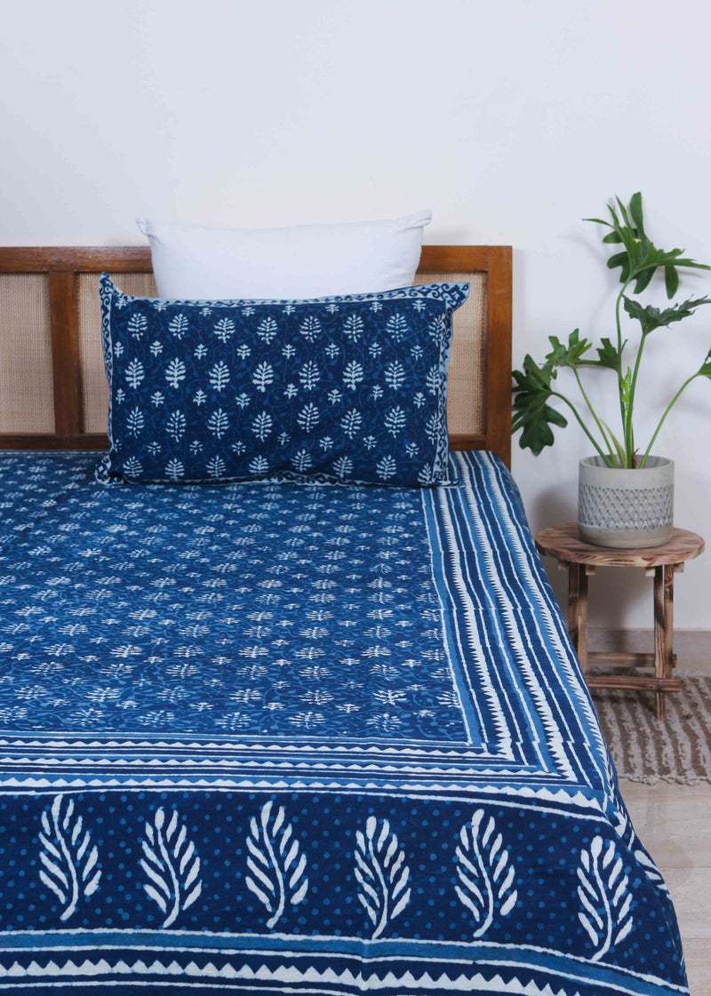 Indigo Of Dawn Cotton Hand Block Printed Bed Linens