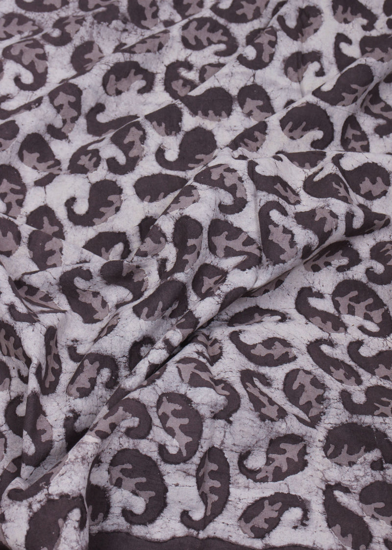 Autumn Gems Brown Cotton Hand Block Printed Fabric (1.00 Meter)