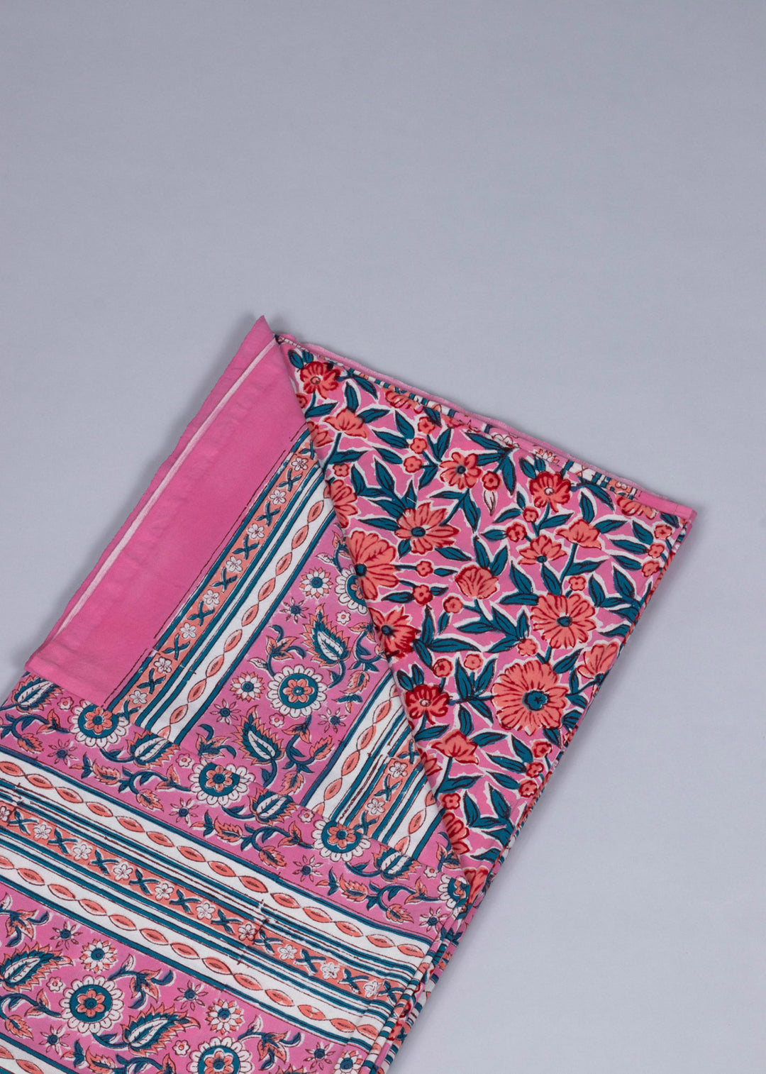 Cerise Downpour Hand Block Printed Cotton Bedsheet