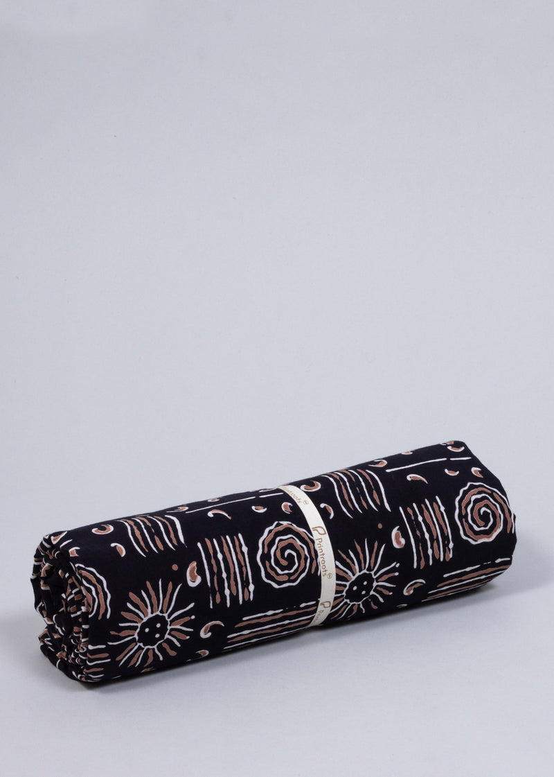 Antariksh Brown and Black  Cotton Hand Block Printed Fabric