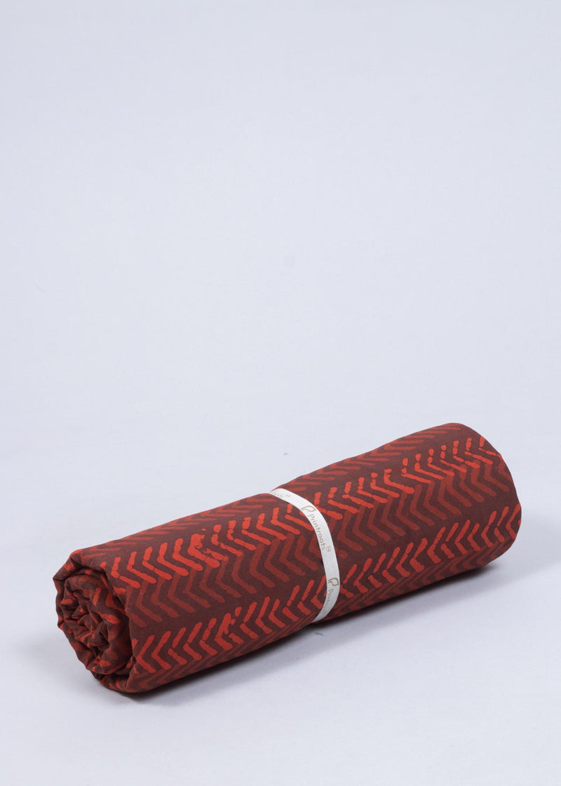 Port of Summer Crimson Mulmul Hand Block Printed Fabric (1.50 Meter)