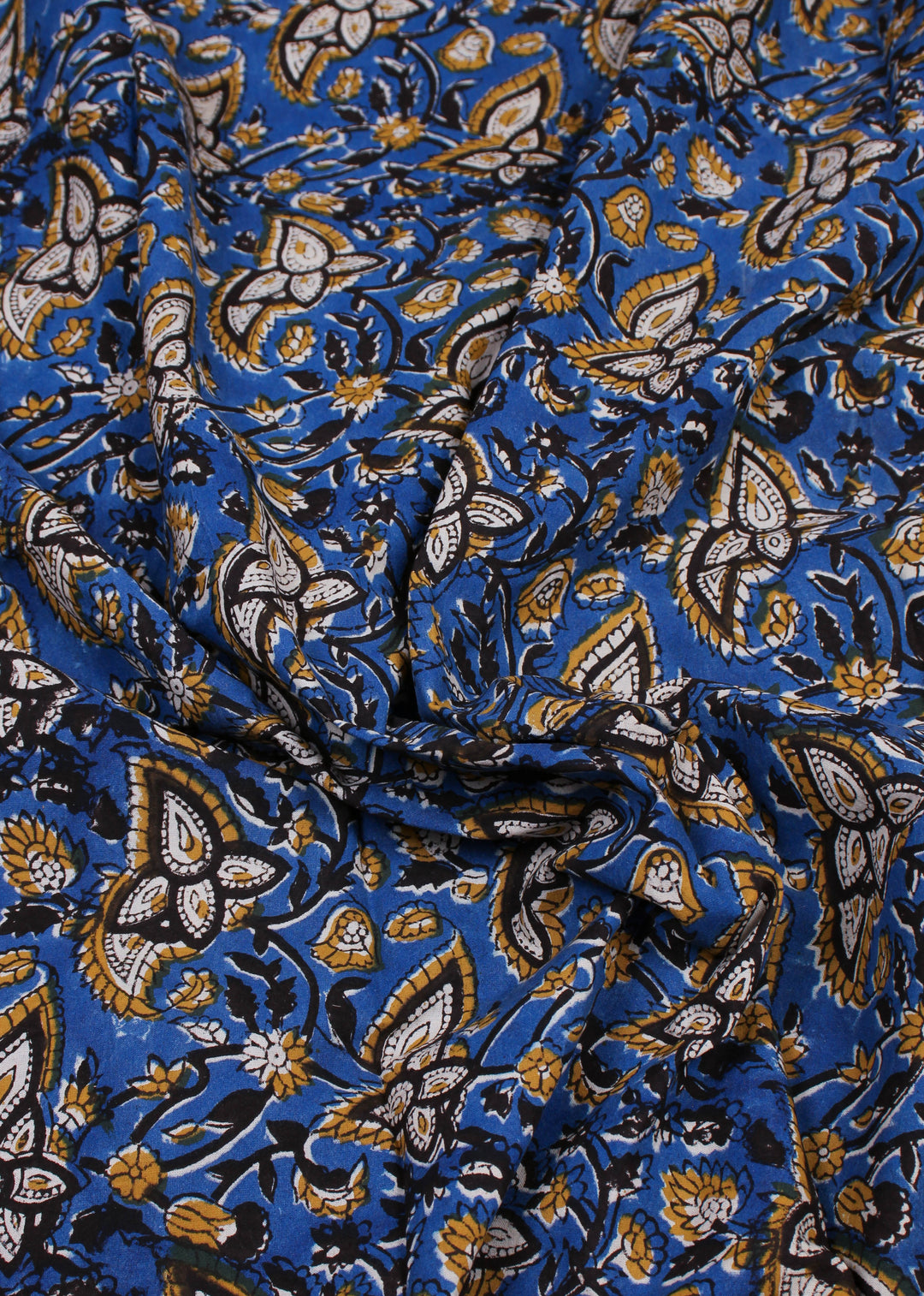 Monsoon Memories Blue Cotton Hand Block Printed Fabric