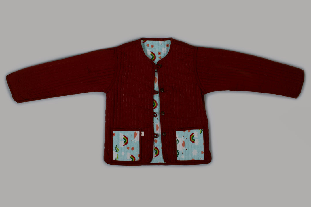 Cotton Quilted Day Dreaming Reversible Hand Block Print Kid's Jacket