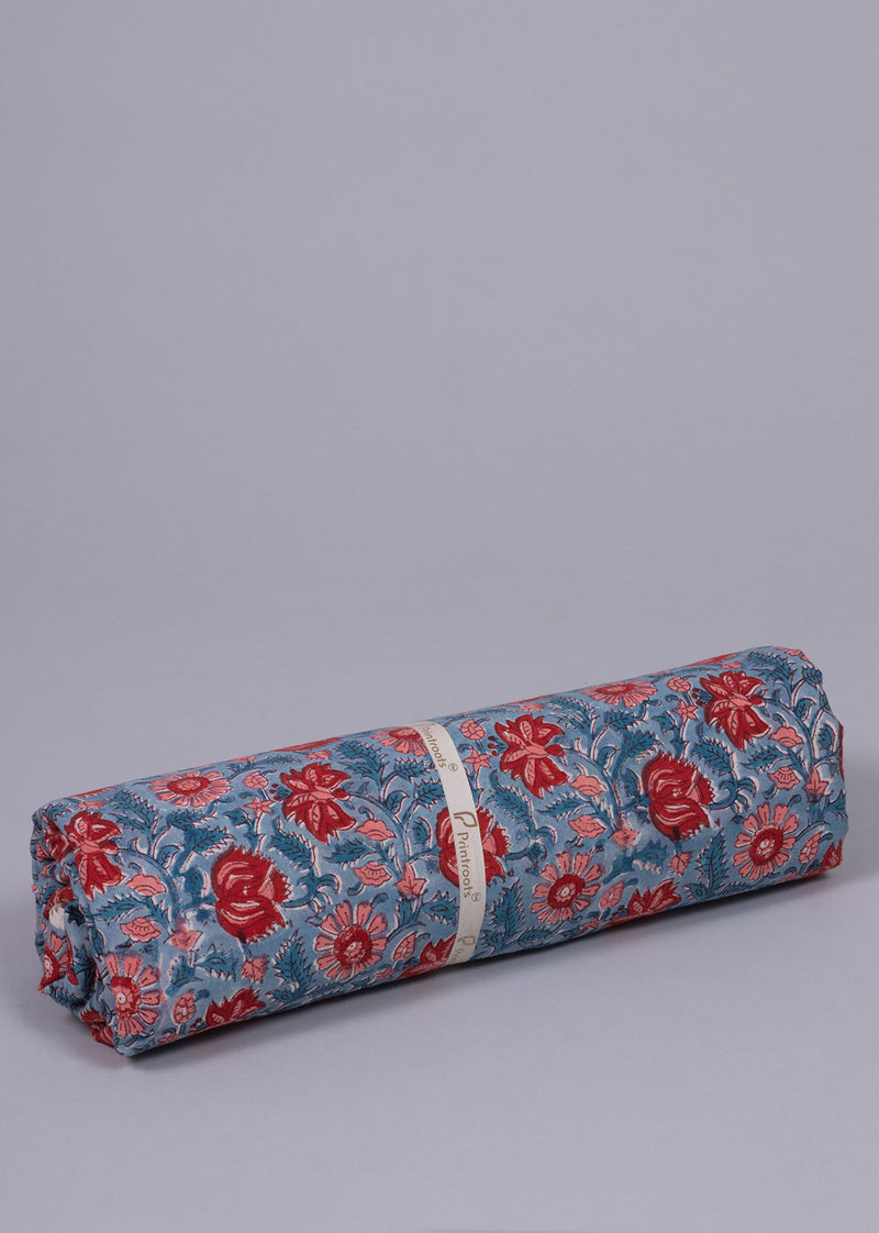 A Dense Floral Bouquet Cotton Hand Block Printed Fabric (3.00 Meter)