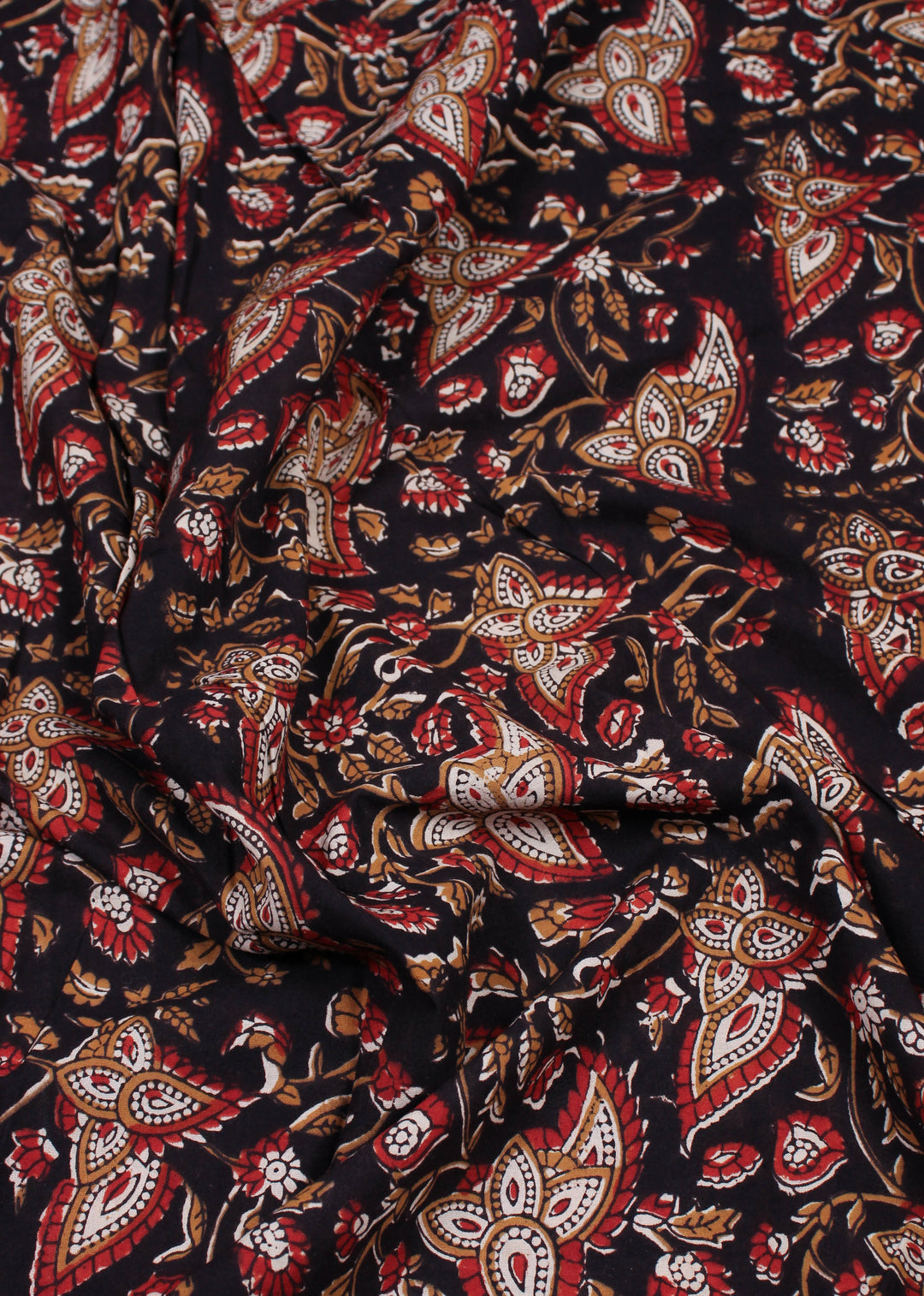 Monsoon Memories Black Cotton Hand Block Printed Fabric