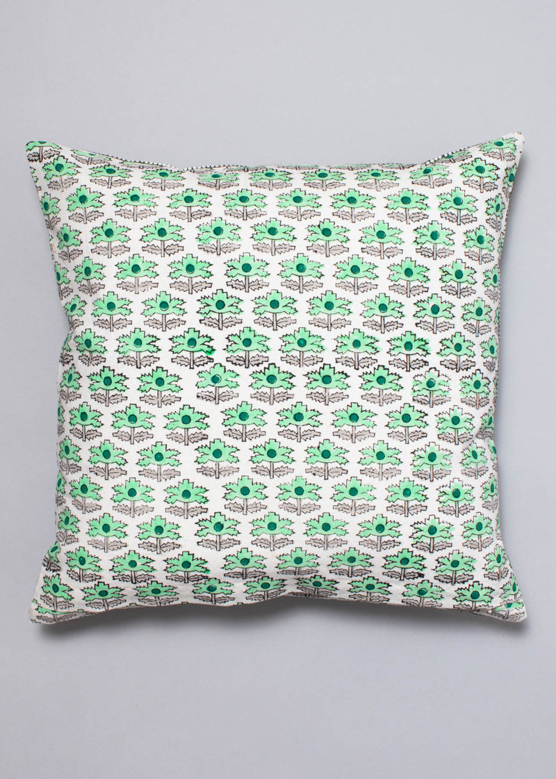 A Meadow of Mint  Hand Block Printed Cushion Cover