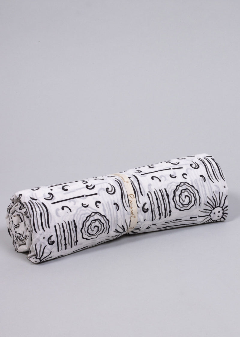 Antariksh Grey and Black  Cotton Hand Block Printed Fabric (1.50 Meter)