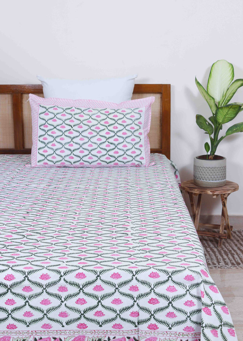 Crystalline Lilies Cotton Hand Block Printed Bed Linens
