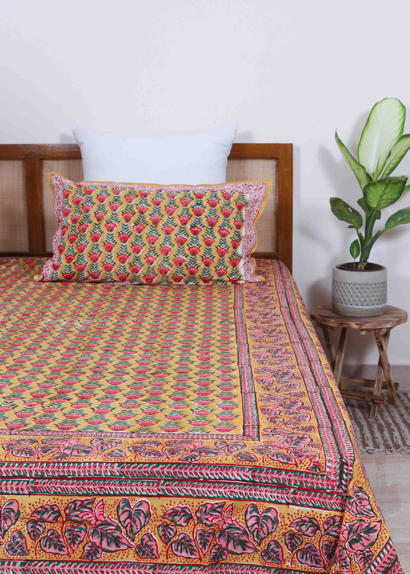 Summer Flames Cotton Hand Block Printed Bed Linens