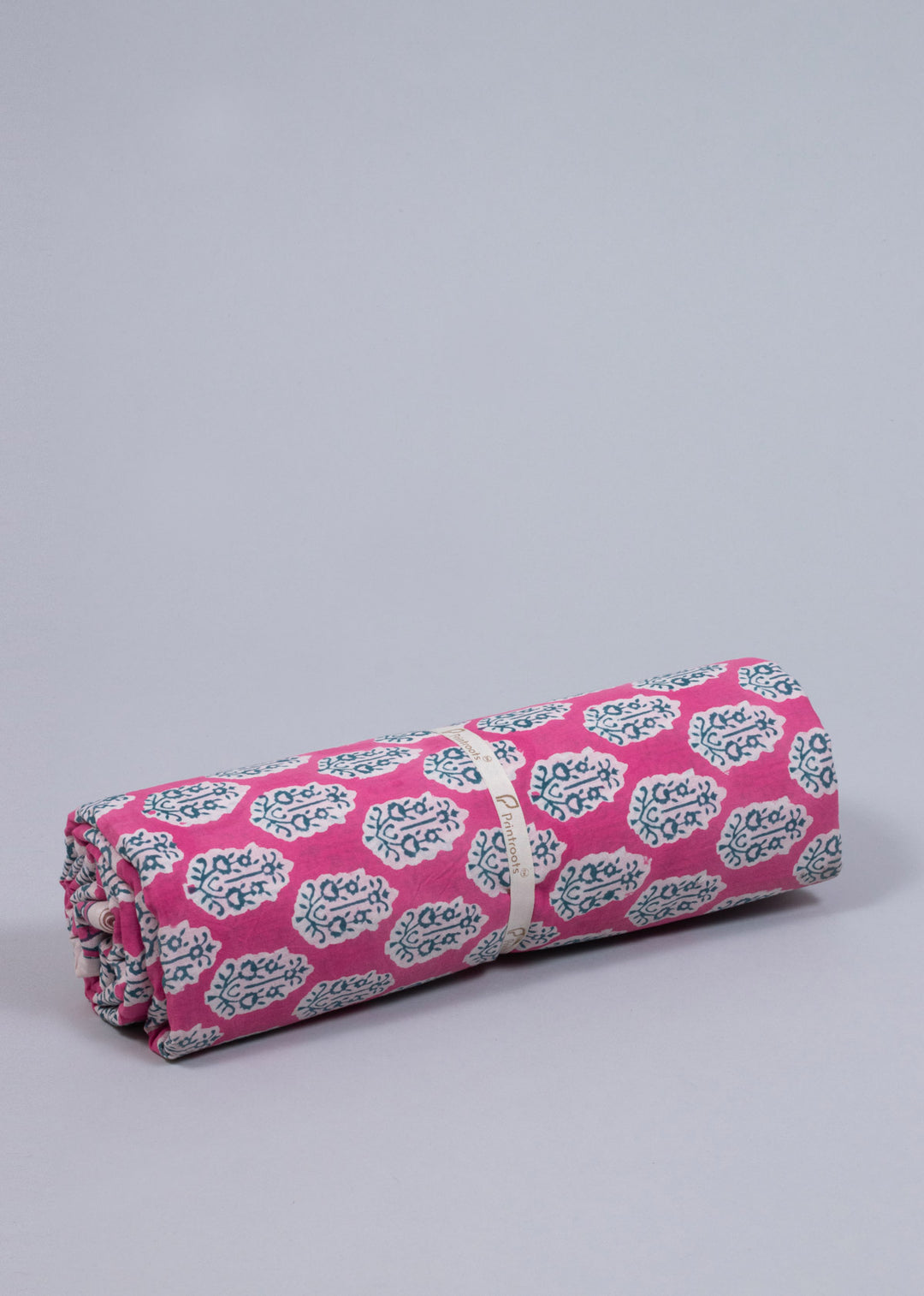 Rosebud Pink Cotton Hand Block Printed Fabric