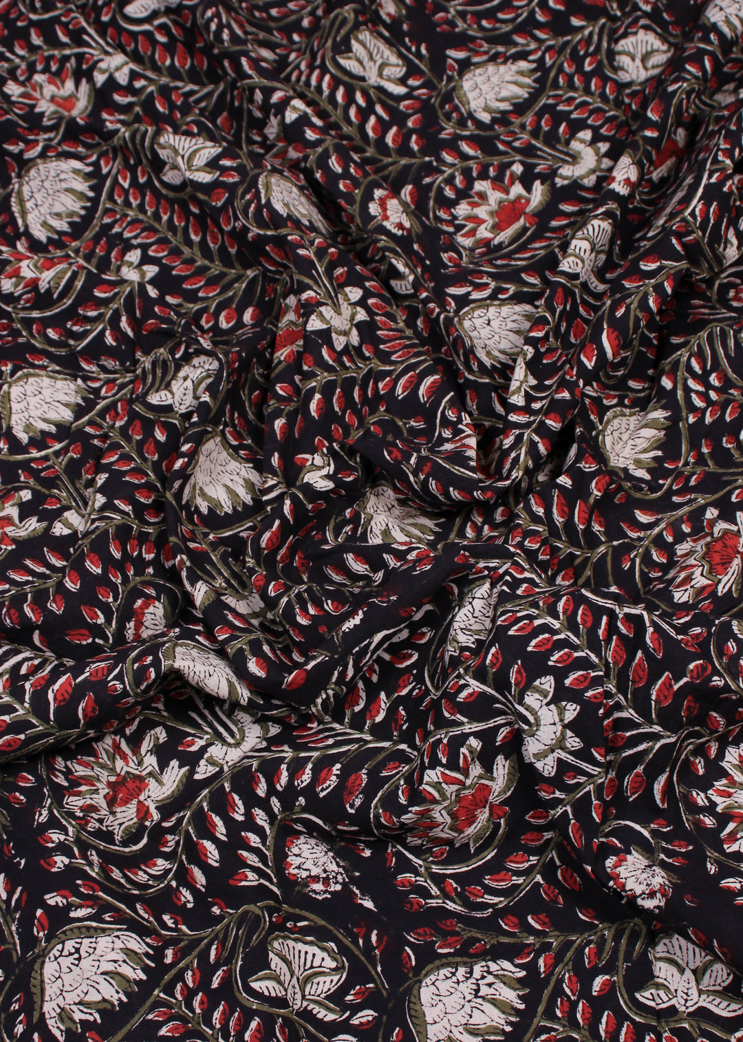 Desert Days Black Cotton Hand Block Printed Fabric