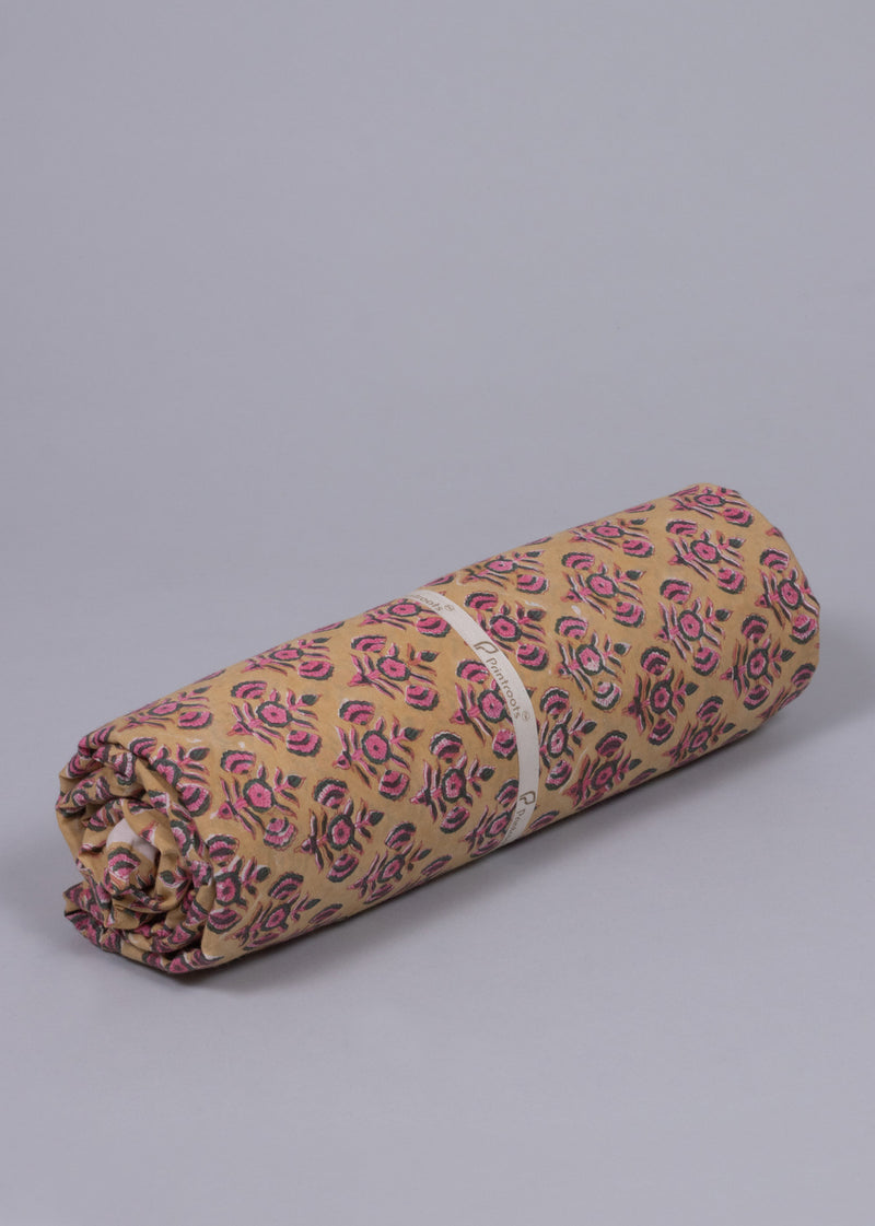 Floral Pucker Cotton Hand Block Printed Fabric