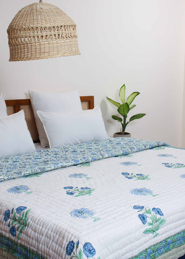 Sapphire Shore Cotton Hand Block Printed Bed Linens