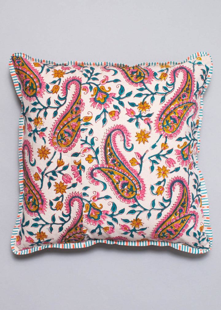 A Paisley Paradise Hand Block Printed Cushion Cover