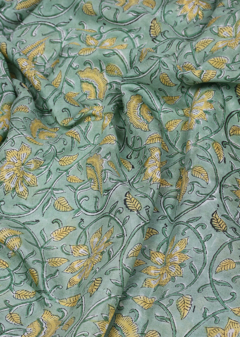 Winterlight Muslin Hand Block Printed Fabric (1.00 Meter)