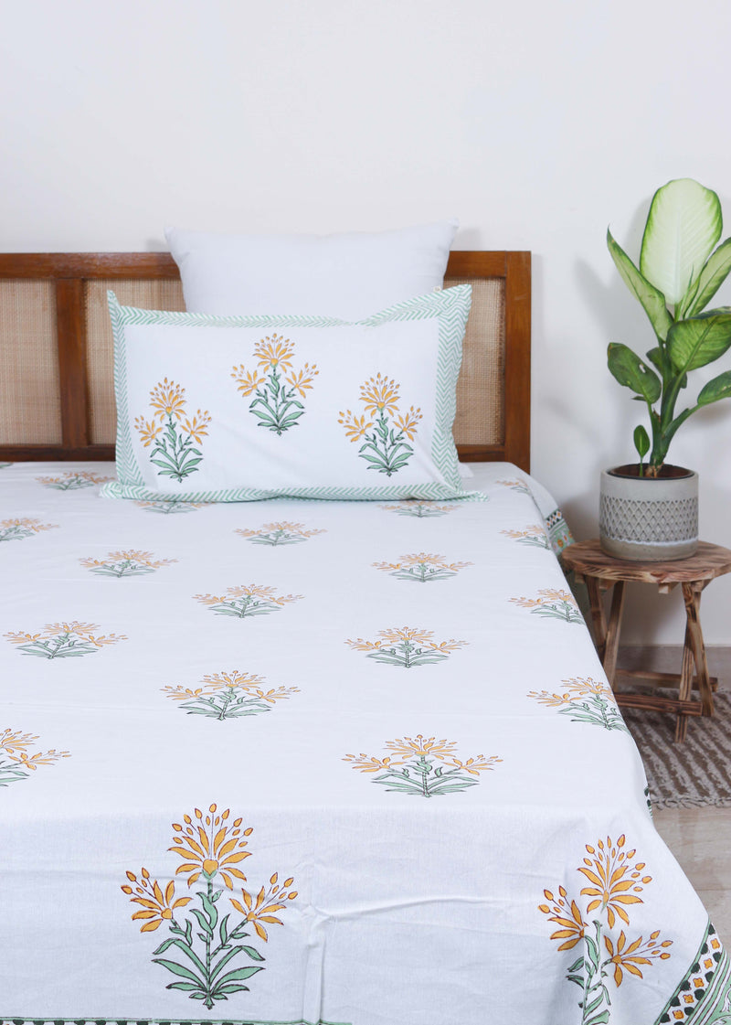 Star Bloom Cotton Hand Block Printed Bed Linens