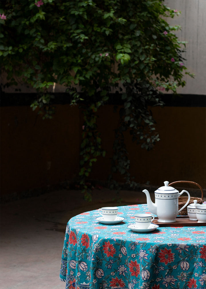 Eden of the Ocean Hand Block Printed  Table Cover