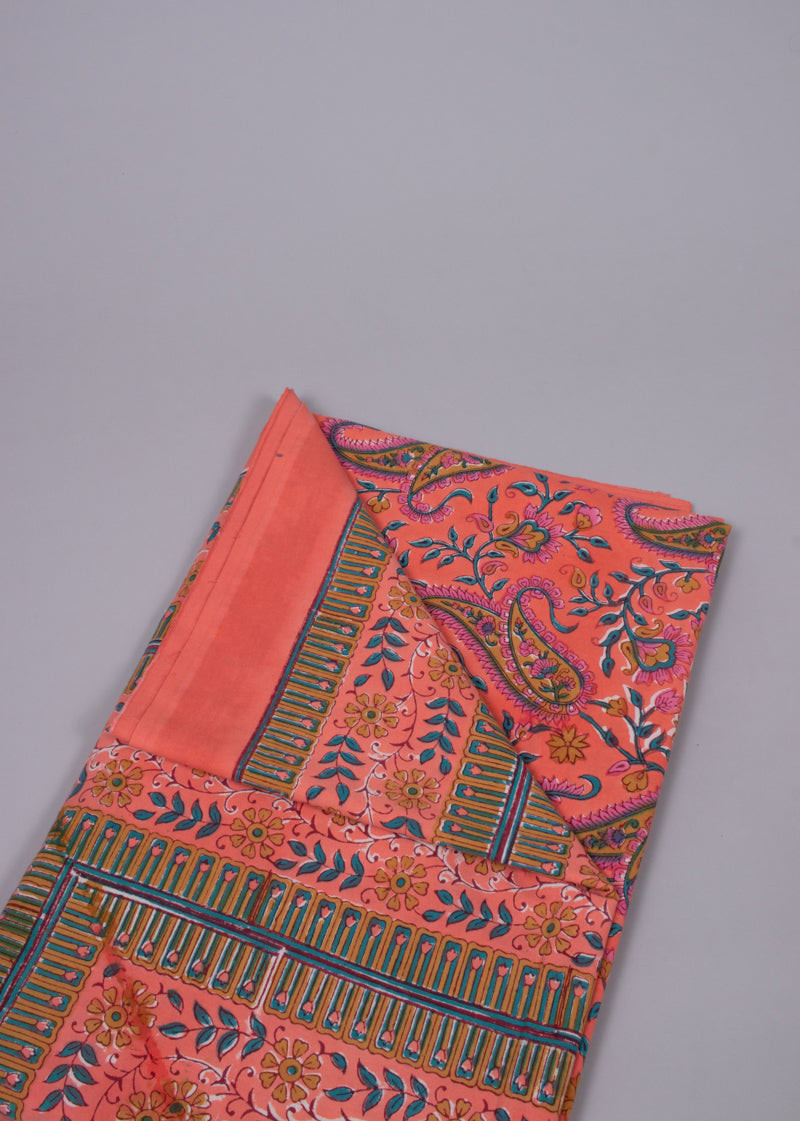 Coral Carnivals Hand Block Printed Cotton Bedsheet