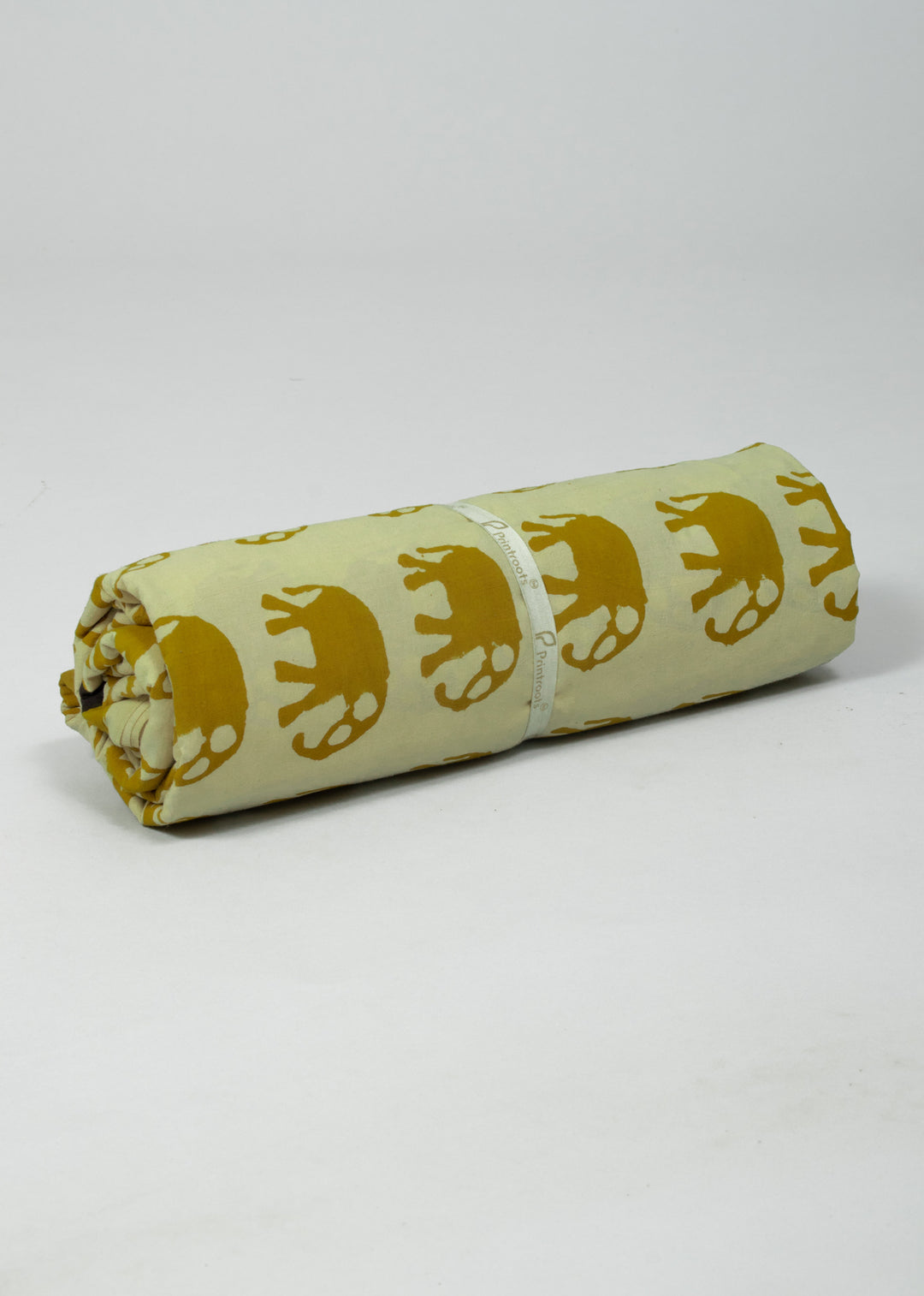 Tusker Yellow Hand Block Printed Fabric