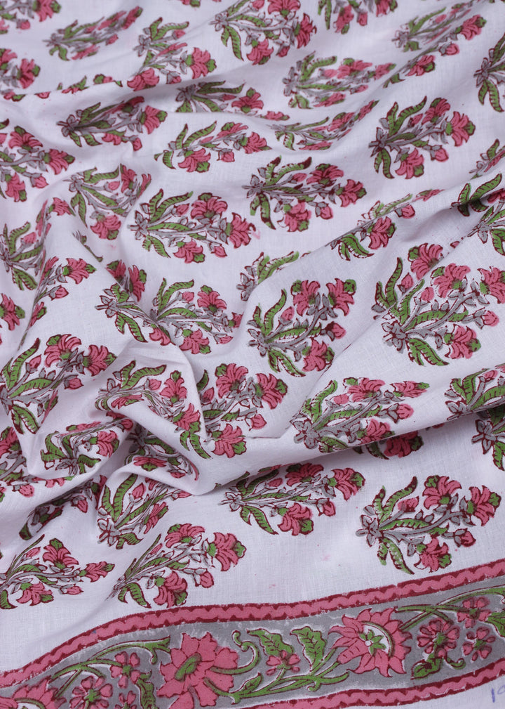 Coastal Cherries Cotton Hand Block Printed Fabric