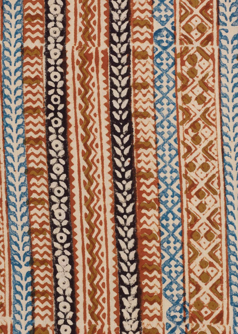 Jam Satin Sylvan Horizons Hand Block Printed Fabric (1.00 Meter)