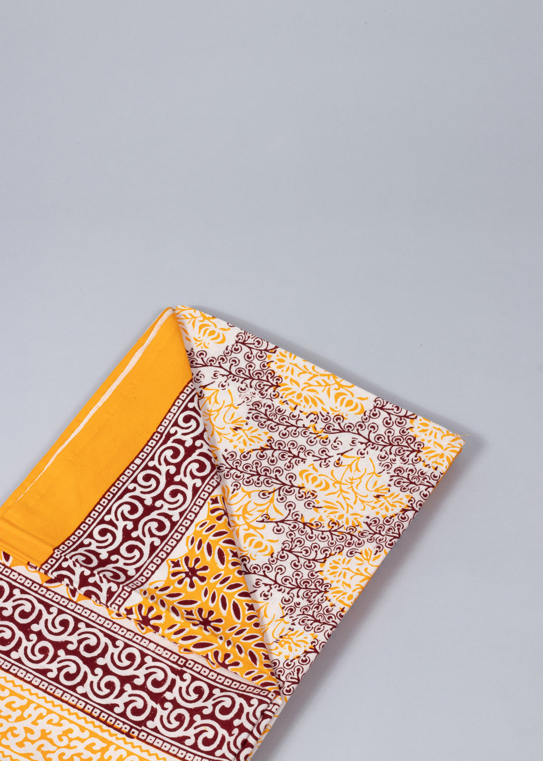 Ochre Vines Hand Block Printed Cotton Bedsheet