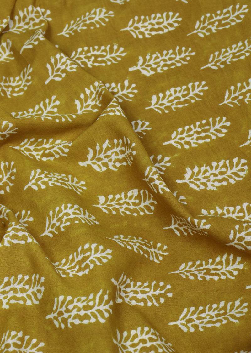 Sunstrom Mustard Combination Cotton Hand Block Printed Fabric