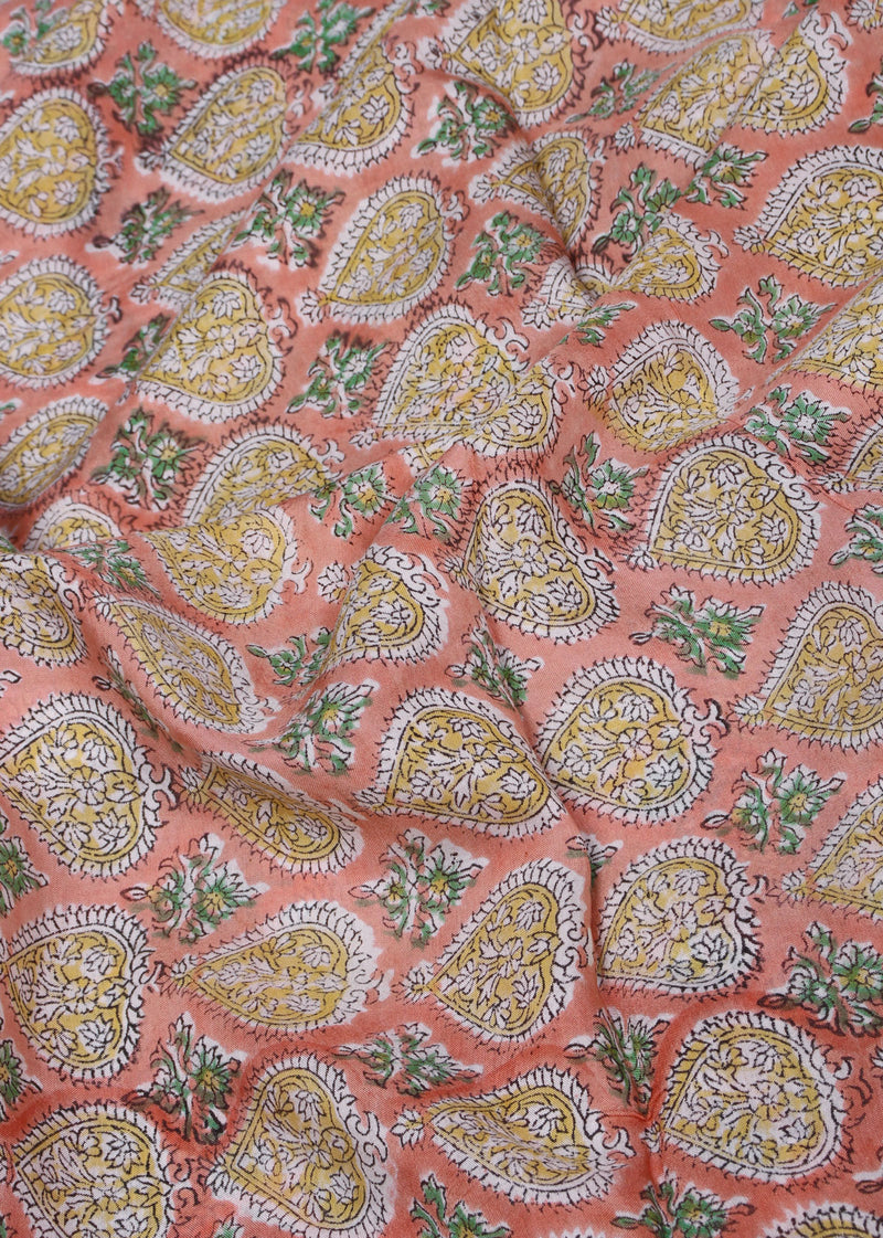 Crown Jewel Muslin Hand Block Printed Fabric (3.80 Meter)