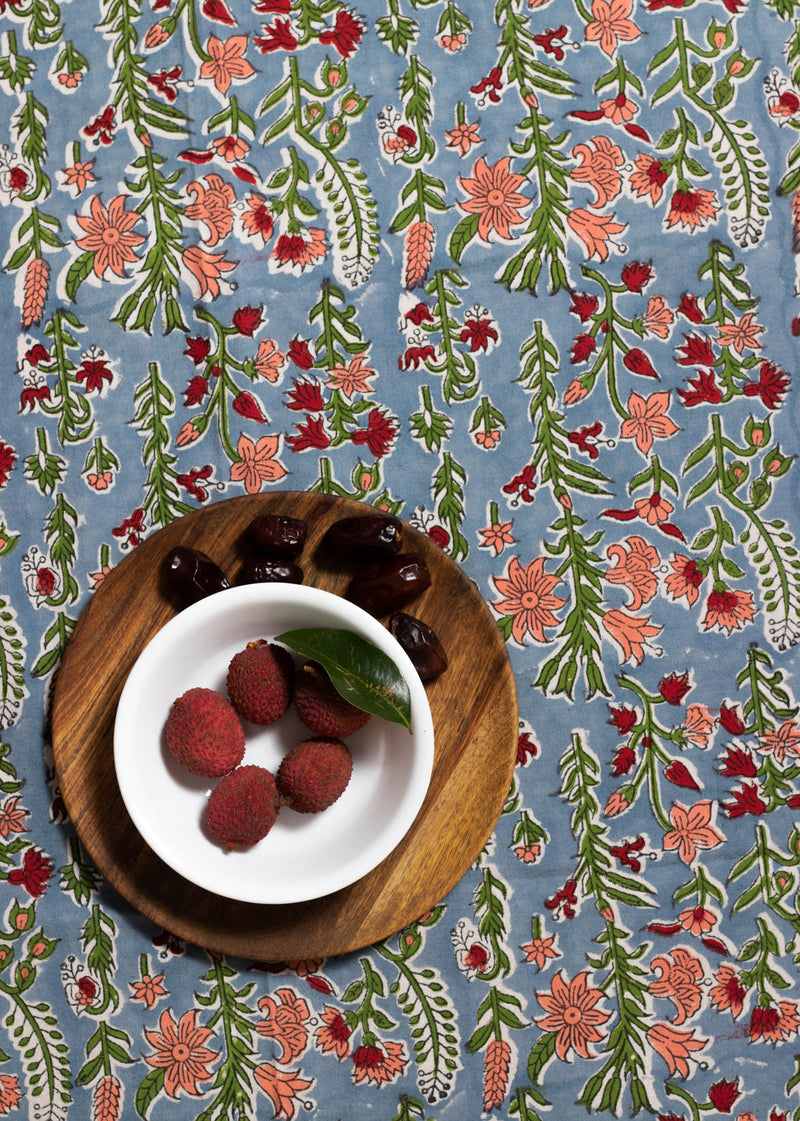 Cherry Wine Hand Block Printed Table Cover