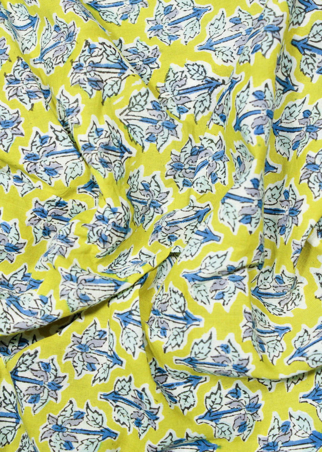 Coastal Light Acid Cotton Hand Block Printed Fabric