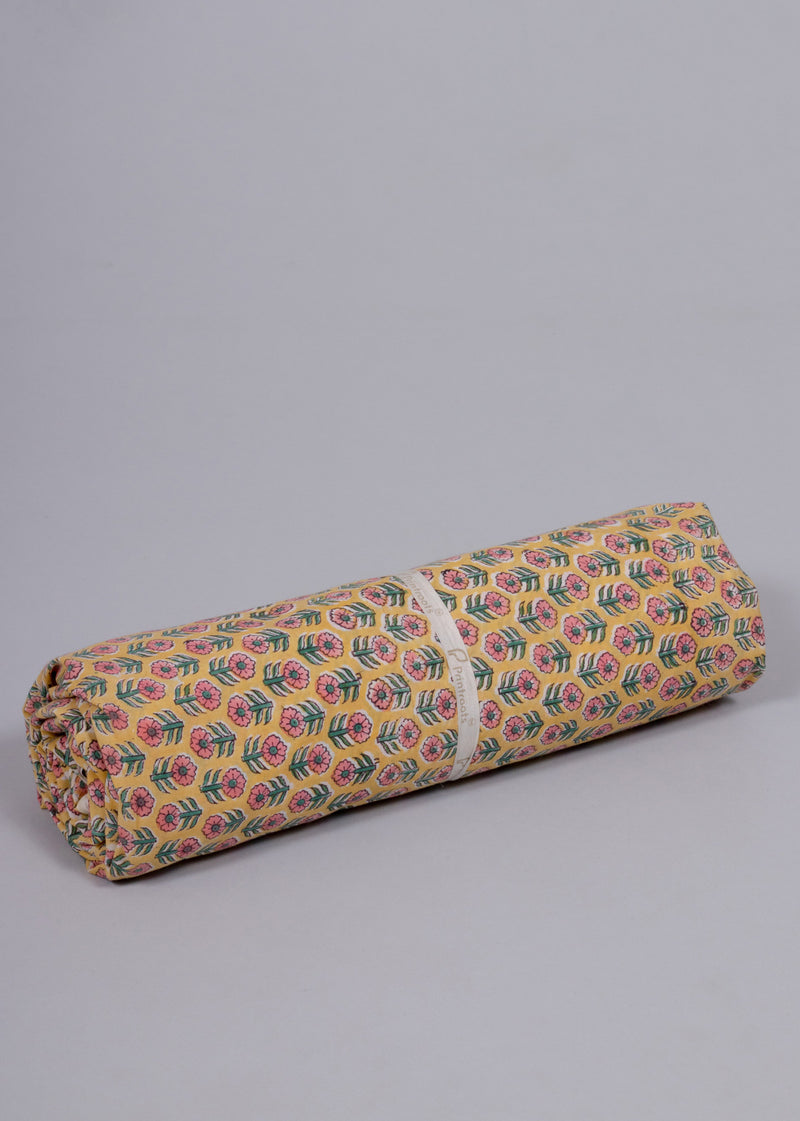 Spring Shower Coral Cotton Hand Block Printed Fabric