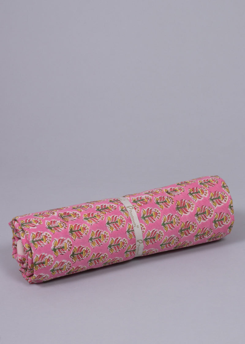 Eastertide Pink Cotton Hand Block Printed Fabric