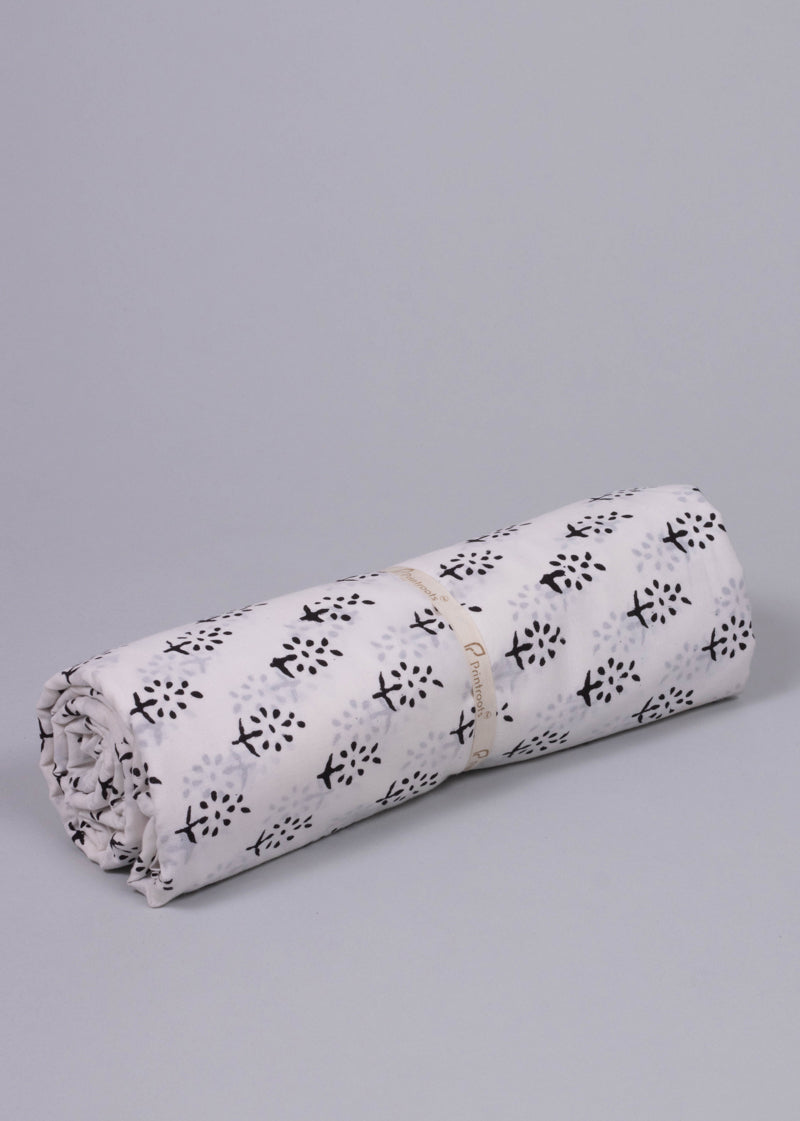 Cotton Winding Dandelion  Hand Block Printed Fabric (2.00 Meter)