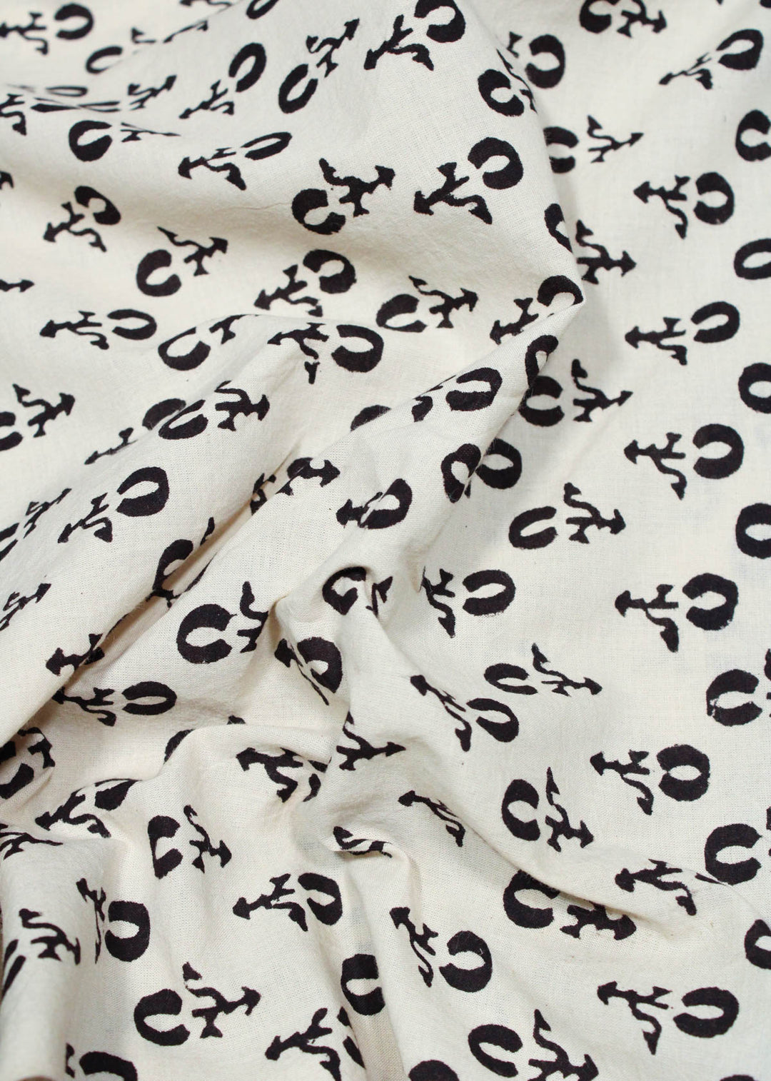 Desert Fall Black Cotton Hand Block Printed Fabric