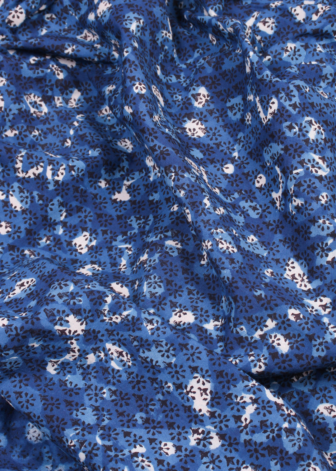 Casper Indigo Cotton Hand Block Printed Fabric