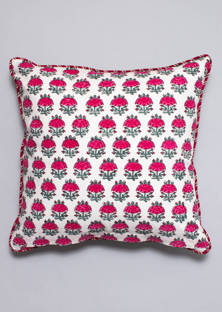 Bloom of Bliss Hand Block Printed Cushion Cover