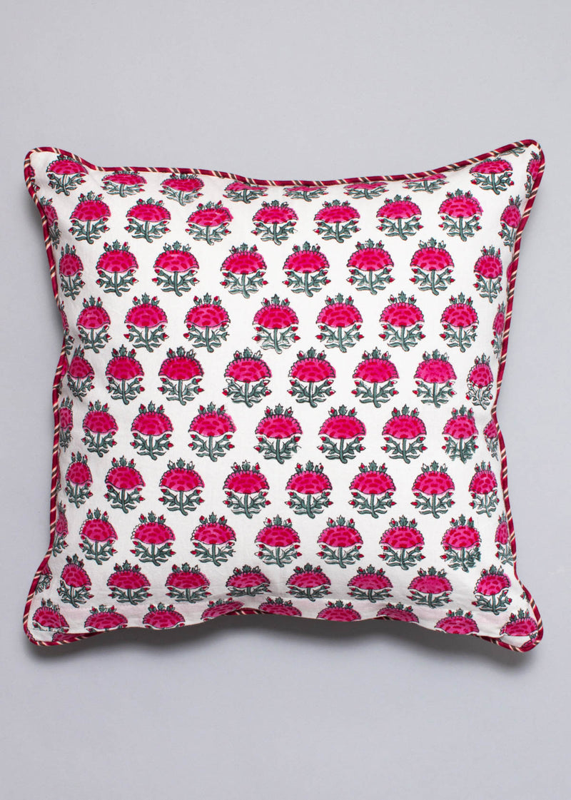Bloom of Bliss Hand Block Printed Cushion Cover